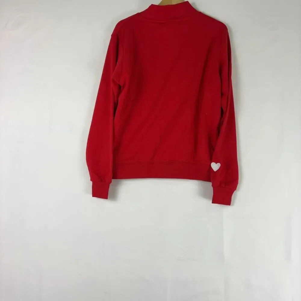 PARKE Red Ribbed Mock Neck Sweatshirt - Picture 5 of 5